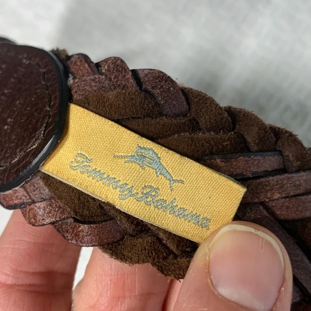 Tommy Bahama leather braided belt brown leather and suede size 38-40 large